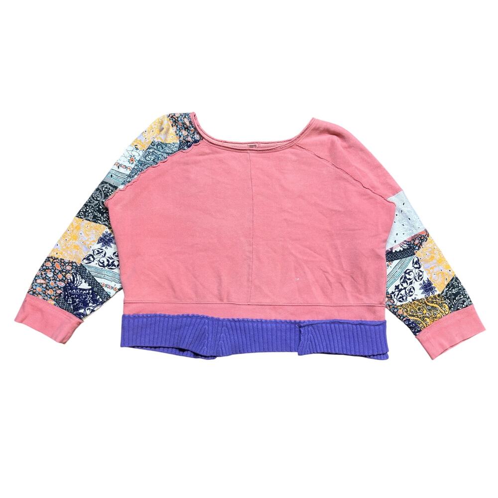 Free People Suns Out Patchwork Slouchy Sweater Women's Small Boho Indie